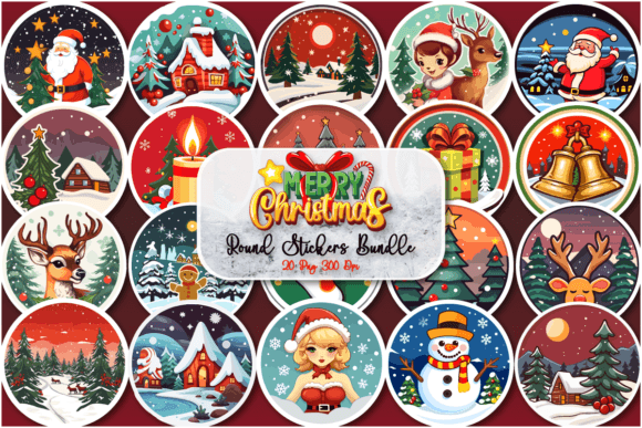 Download Round Christmas Printable Sticker Bundle - Printable sticker bundle Collection