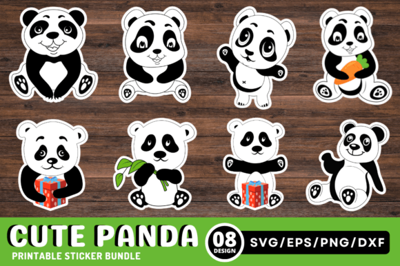 Download Cute Panda Printable Sticker Bundle - Printable sticker bundle Collection
