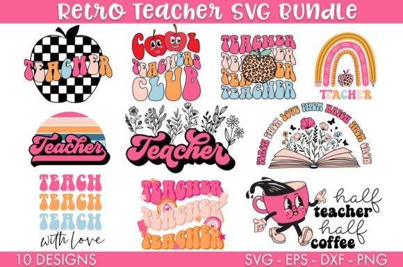 Download Retro Teacher SVG Bundle PNG - Premium Resources